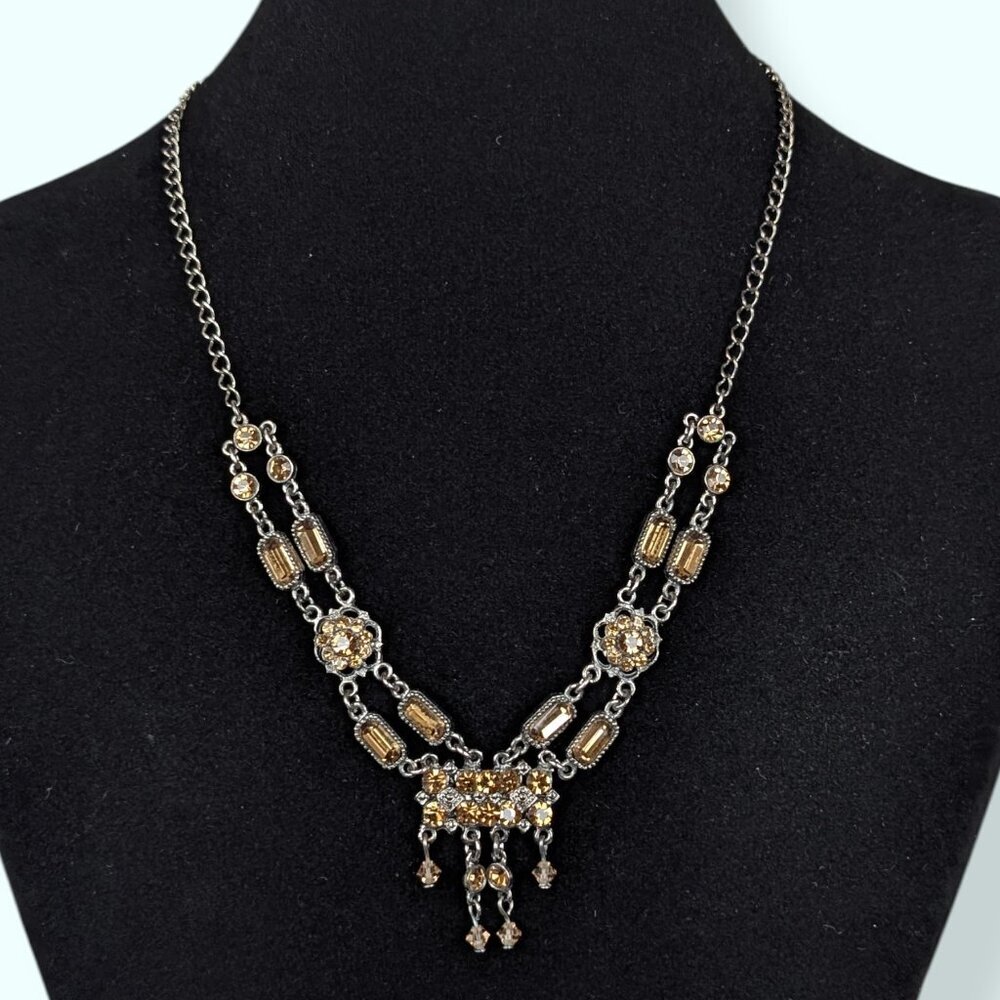 V. Dainty Orange Rhinestone Necklace